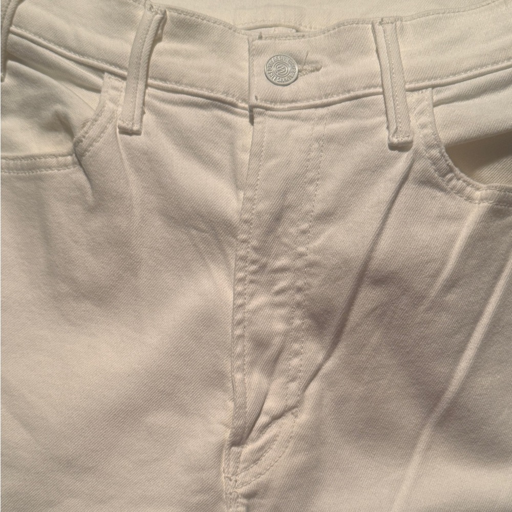MOTHER The Hustler Ankle Fray White Jeans - Picture 7 of 10